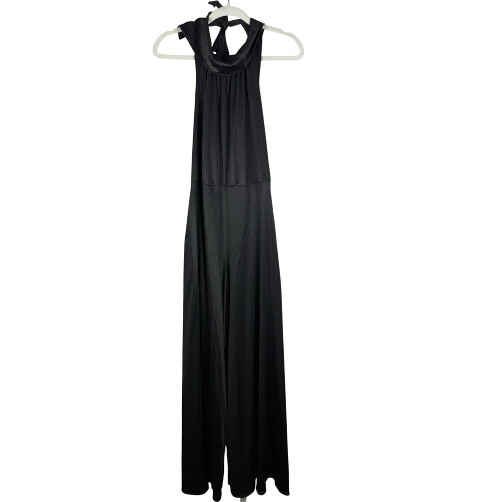 Vtg Cattani of California Halter Neck Wide Leg Jumpsuit/Sleepwear Black Womens M
